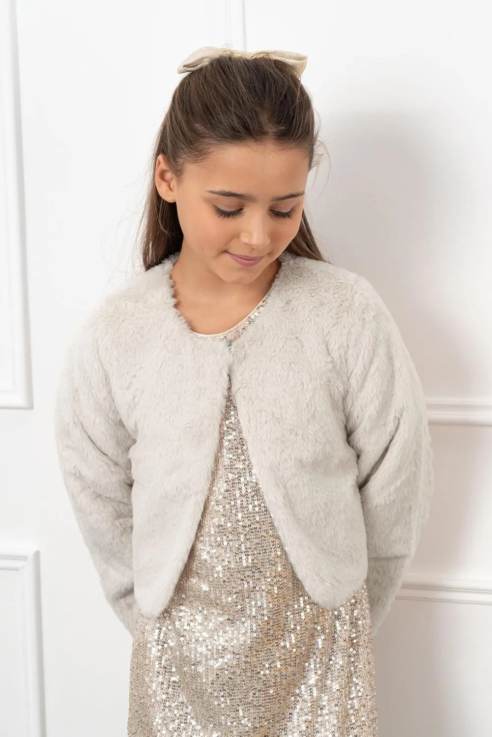 BOLEROSE Girls Cozy Faux Fur Childrens Kids Bolero Shrug Jacket Coat