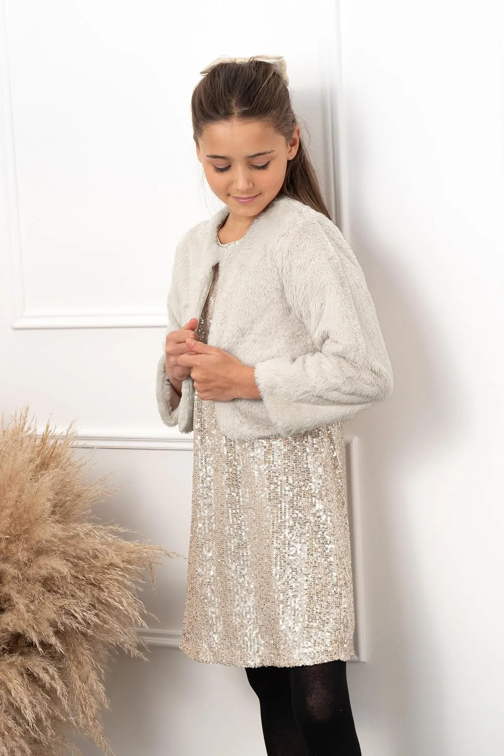 BOLEROSE Girls Cozy Faux Fur Childrens Kids Bolero Shrug Jacket Coat