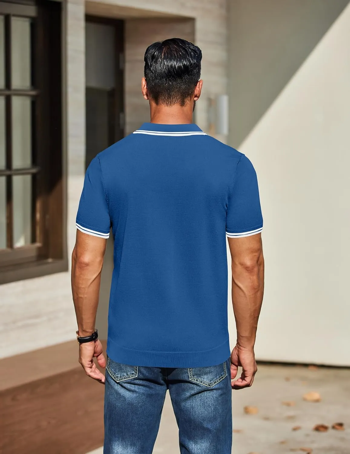 COOFANDY Men's Knit Polo Shirts Short Sleeve Casual Button Golf Polo Shirts Collared T Shirt