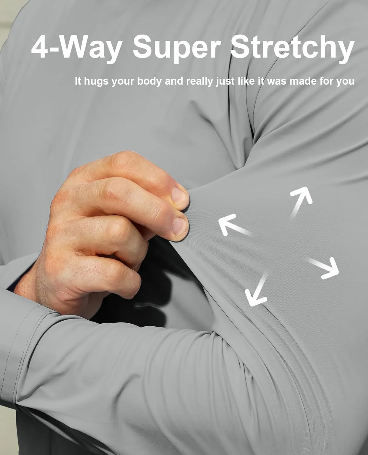 DEMEANOR Stretch Mens Dress Shirts Long Sleeve Slim Fit Dress Shirts for Men Button Down Dress Shirts Wrinkle Free