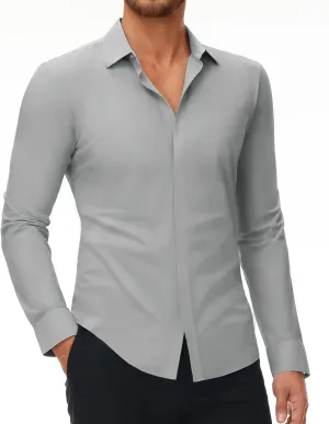 DEMEANOR Stretch Mens Dress Shirts Long Sleeve Slim Fit Dress Shirts for Men Button Down Dress Shirts Wrinkle Free