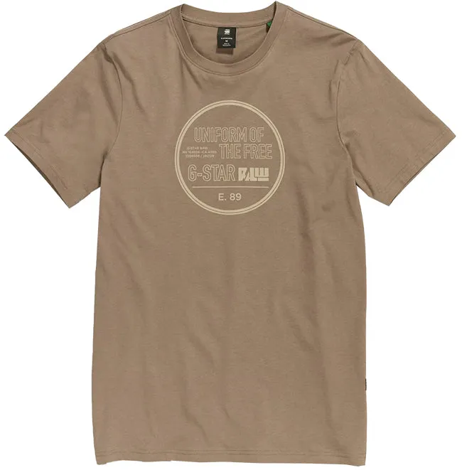 G Star Raw Mens Chest Graphic Slim T Shirt Deep Walnut