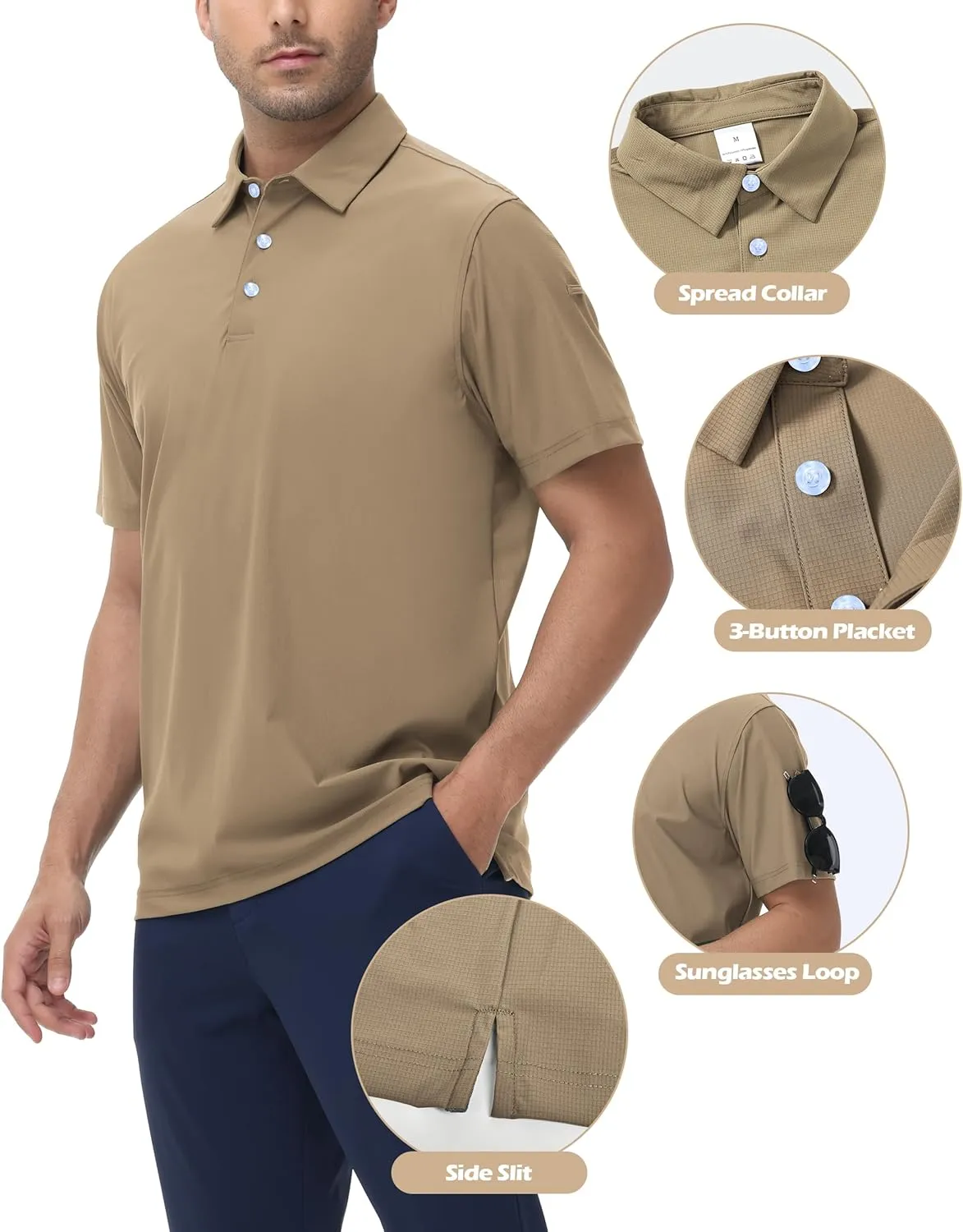 Golf Shirts for Men - Mens Polo Shirts Work Slim Dri Fit Short Sleeve, UV Protection Athletic Men Polo Shirt Moisture Wicking