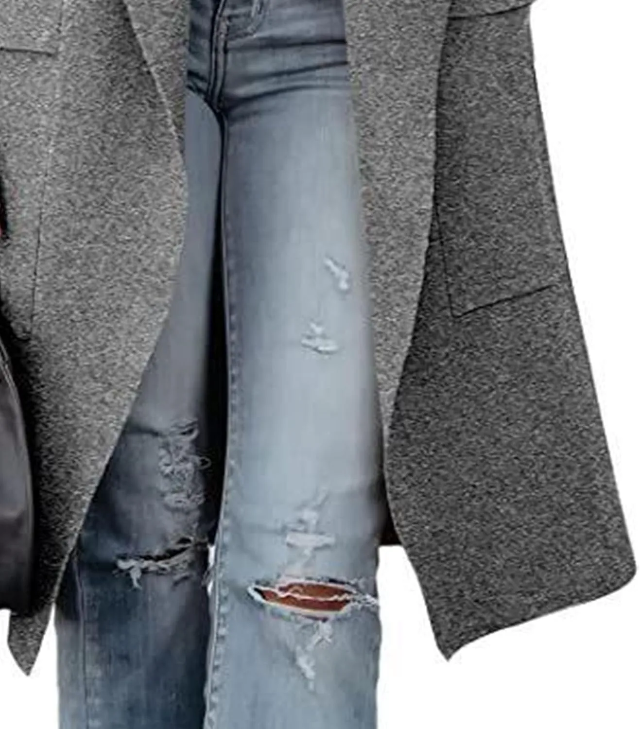 Maiyifu-GJ Women's Long Wool Blend Cardigan Sweaters Long Sleeve Lapel Casual Trench Coat Spring Fall Long Jacket Overcoat