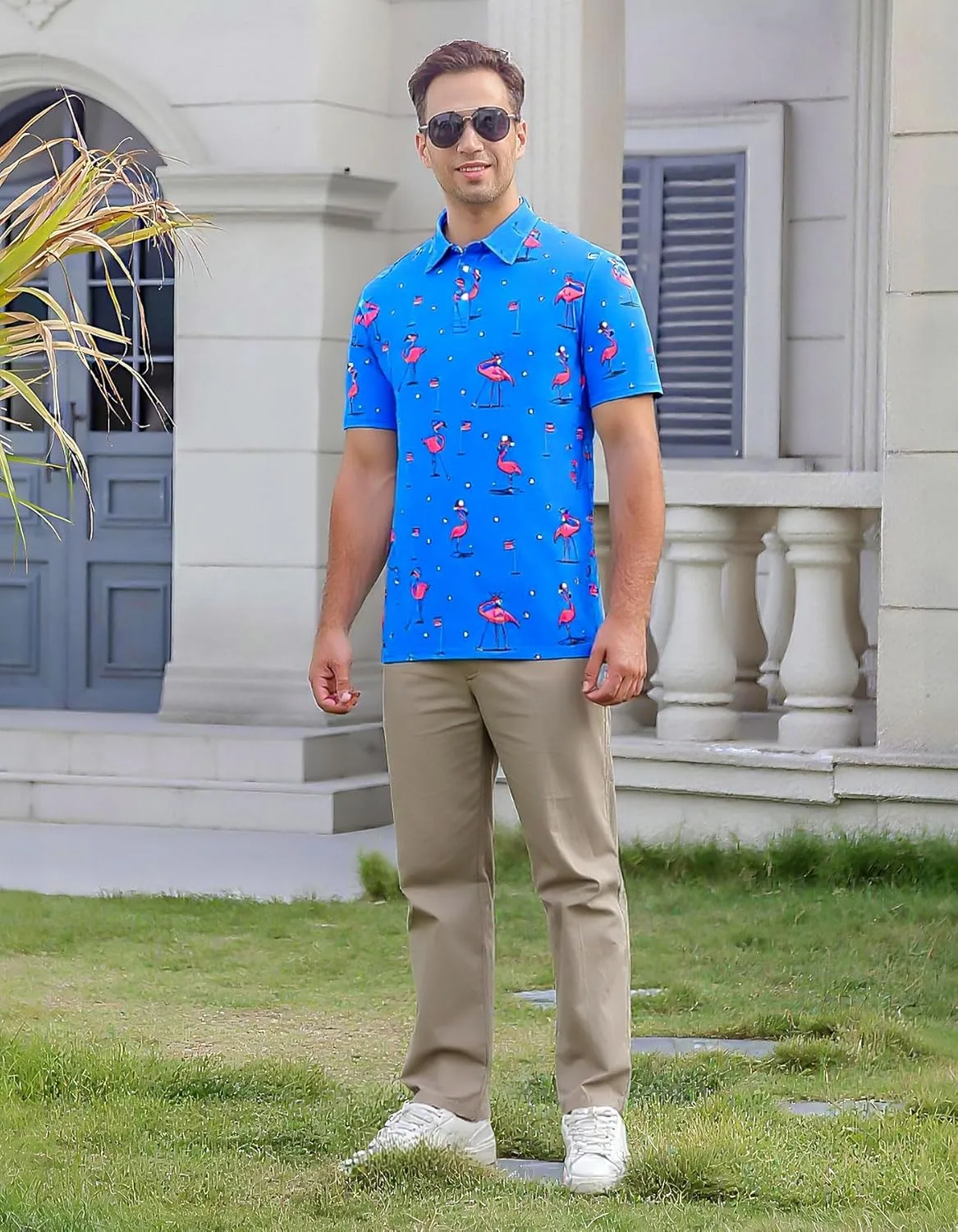 Mens Polo Golf Shirts Funny Graphics Shorts Sleeve Button Shirts