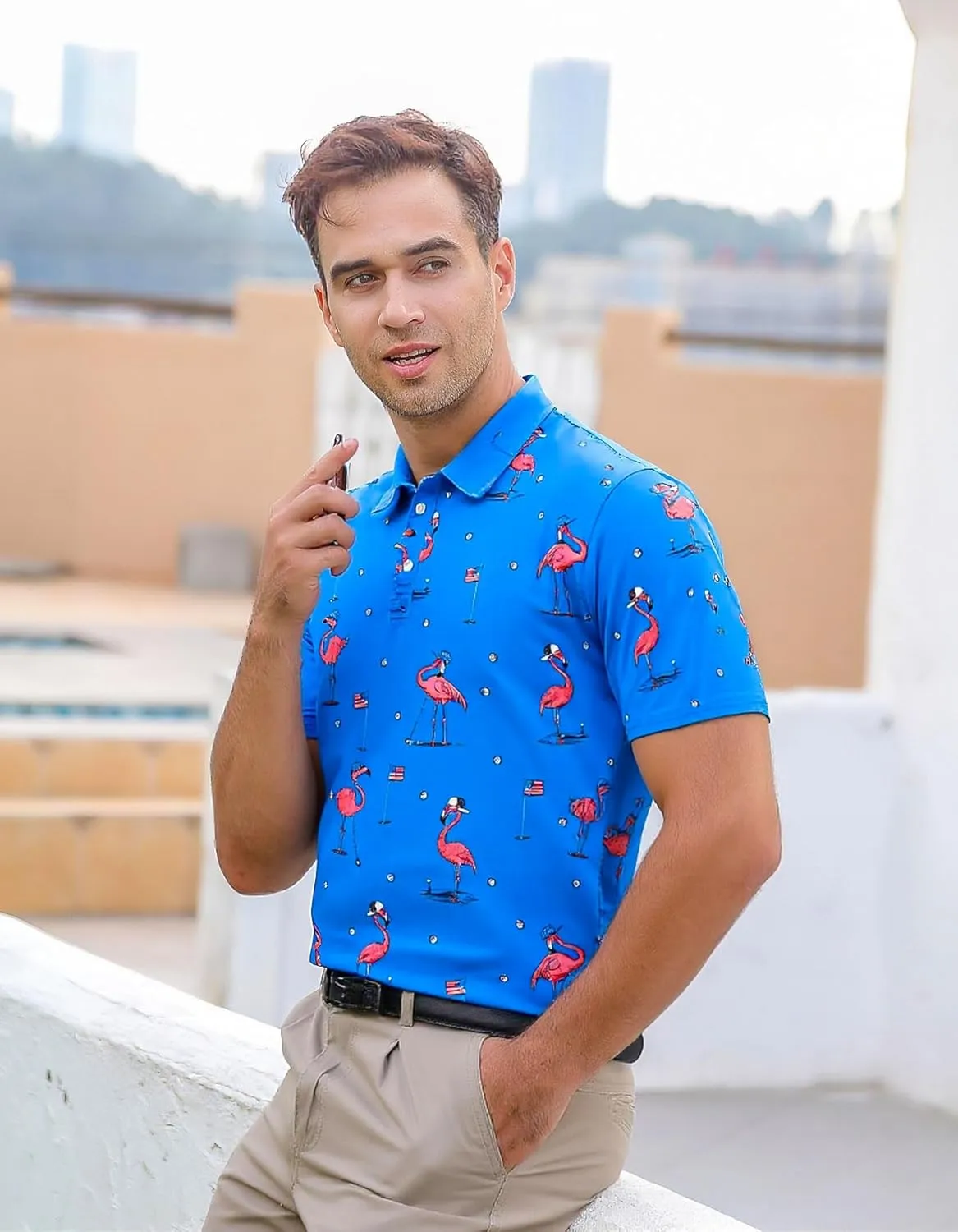Mens Polo Golf Shirts Funny Graphics Shorts Sleeve Button Shirts