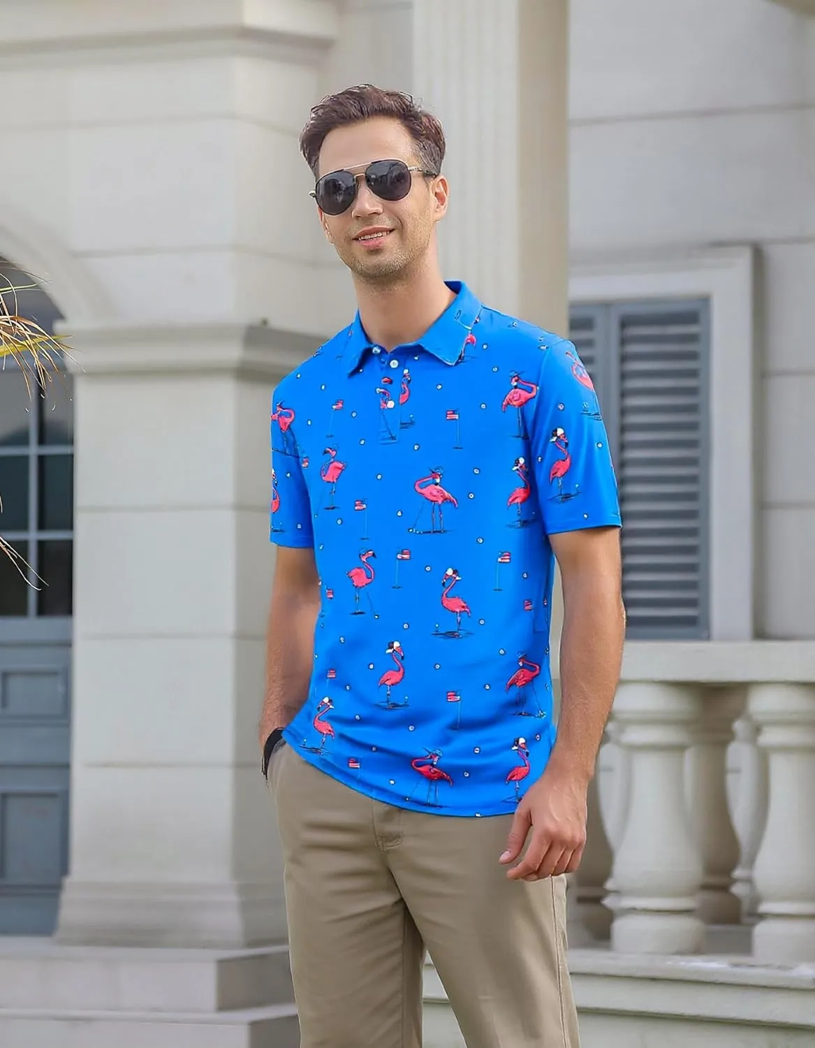 Mens Polo Golf Shirts Funny Graphics Shorts Sleeve Button Shirts