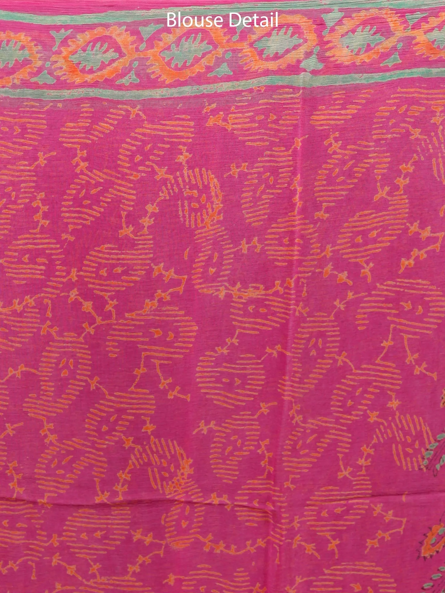 Mergenta Yellow Green  Hand Block Printed Chiffon Saree with Zari Border - S031703286
