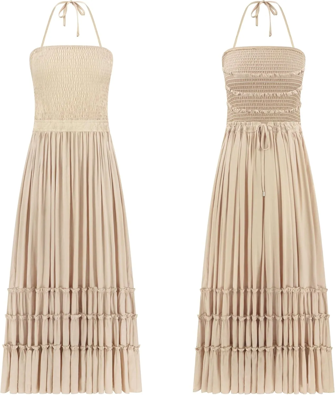 R.Vivimos Womens Summer Boho Sexy Backless Long Dresses