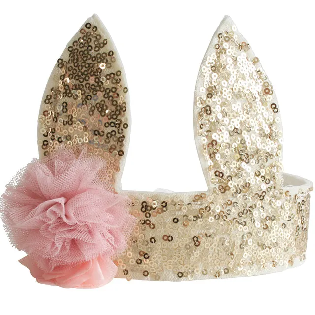 Sequin Bunny Crown Gold