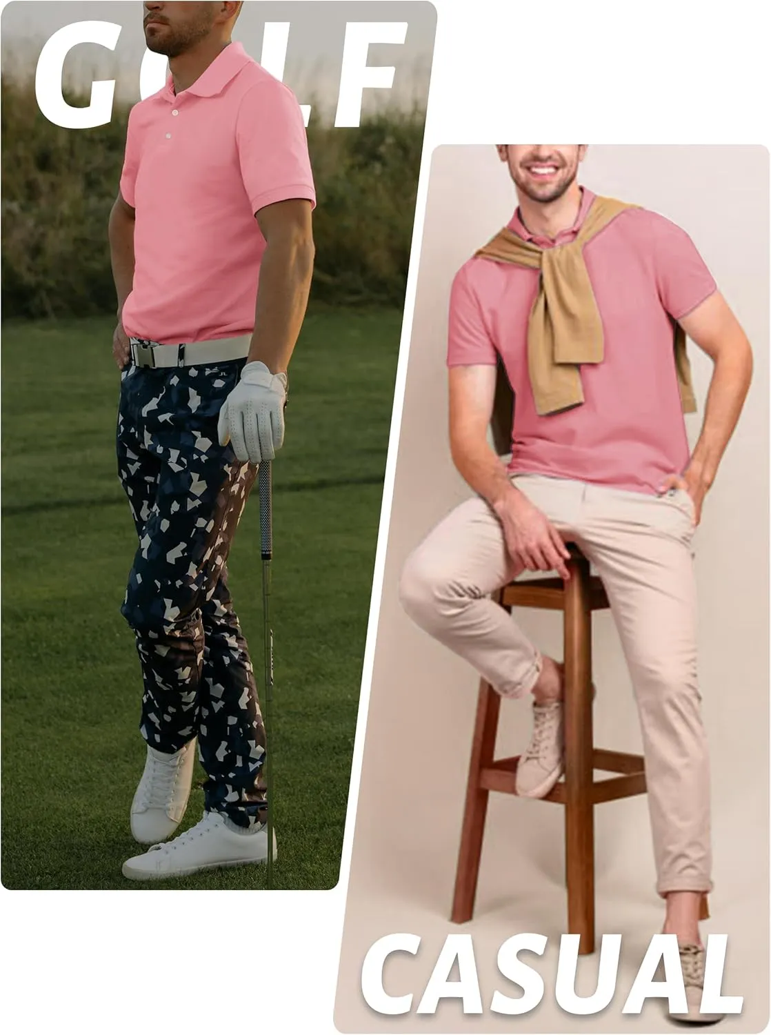 TACVASEN Mens Golf Shirt Dry Fit Mens Polo Shirts Short Sleeve Performance Golf Polos for Men with Collar Work Shirts