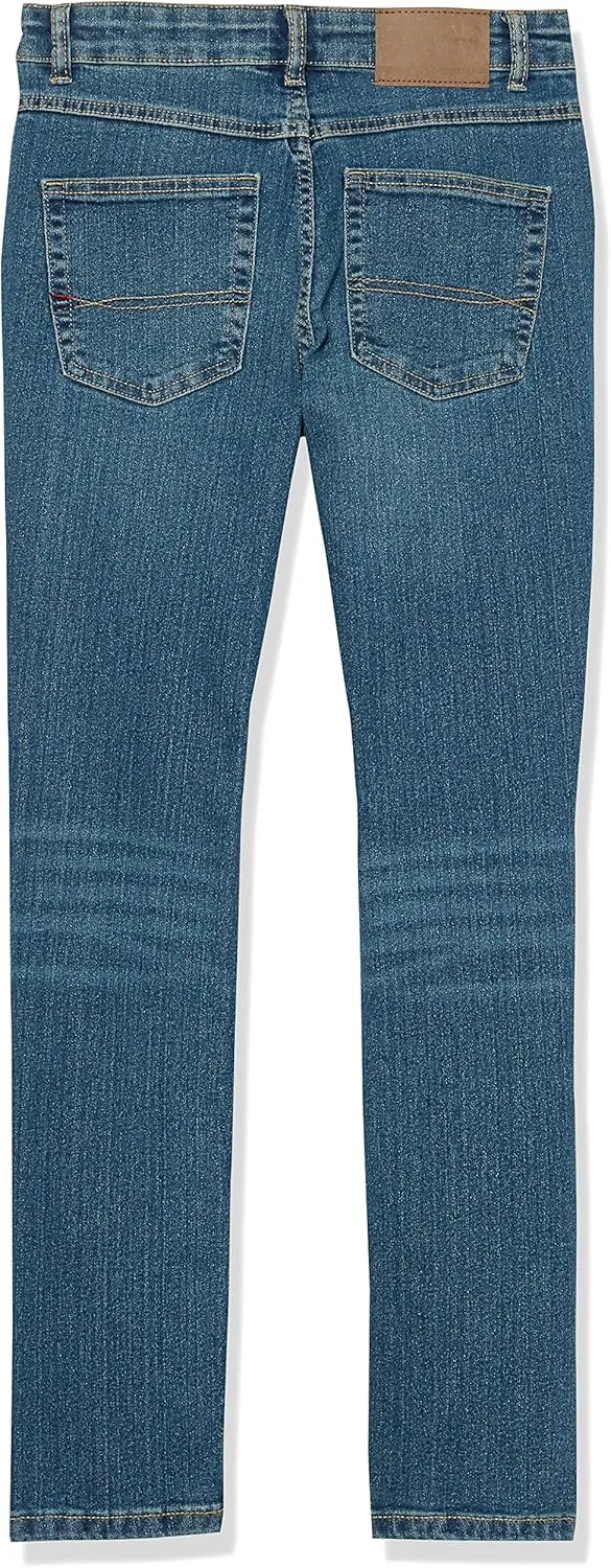 Tommy Hilfiger Boys' 5-Pocket Stretch Slim Straight Leg Denim Jean, Zipper Fly & Button Closure