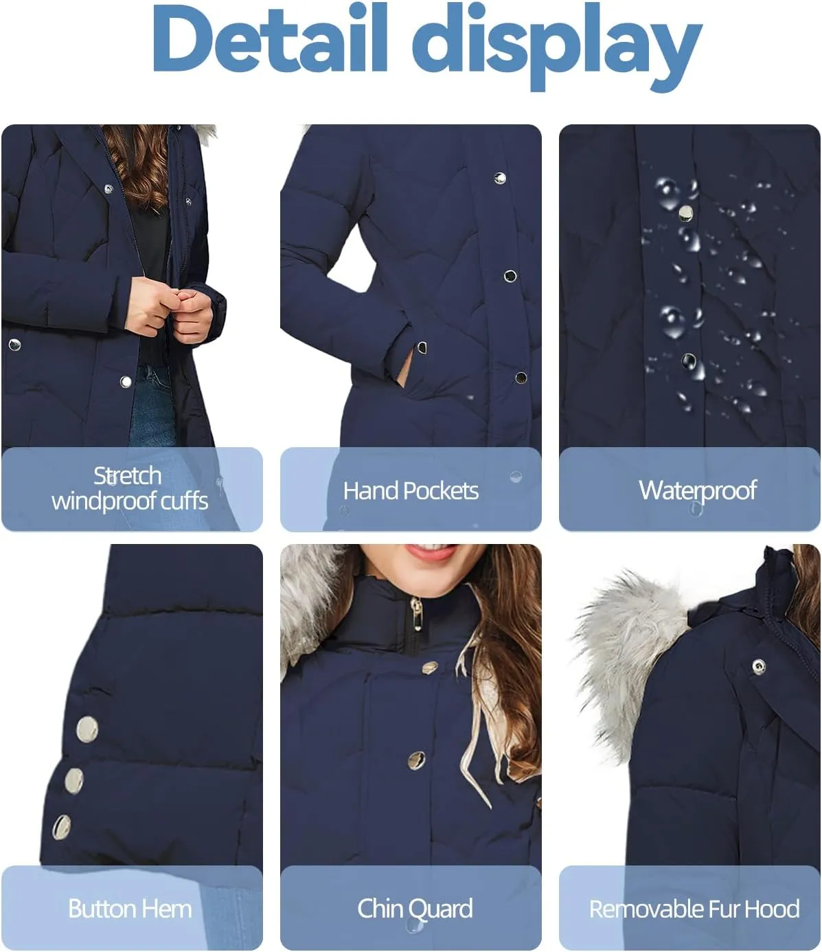 TRATENBY Women's Winter Long Puffer Coats Warm Jackets Parka With hood Waterproof