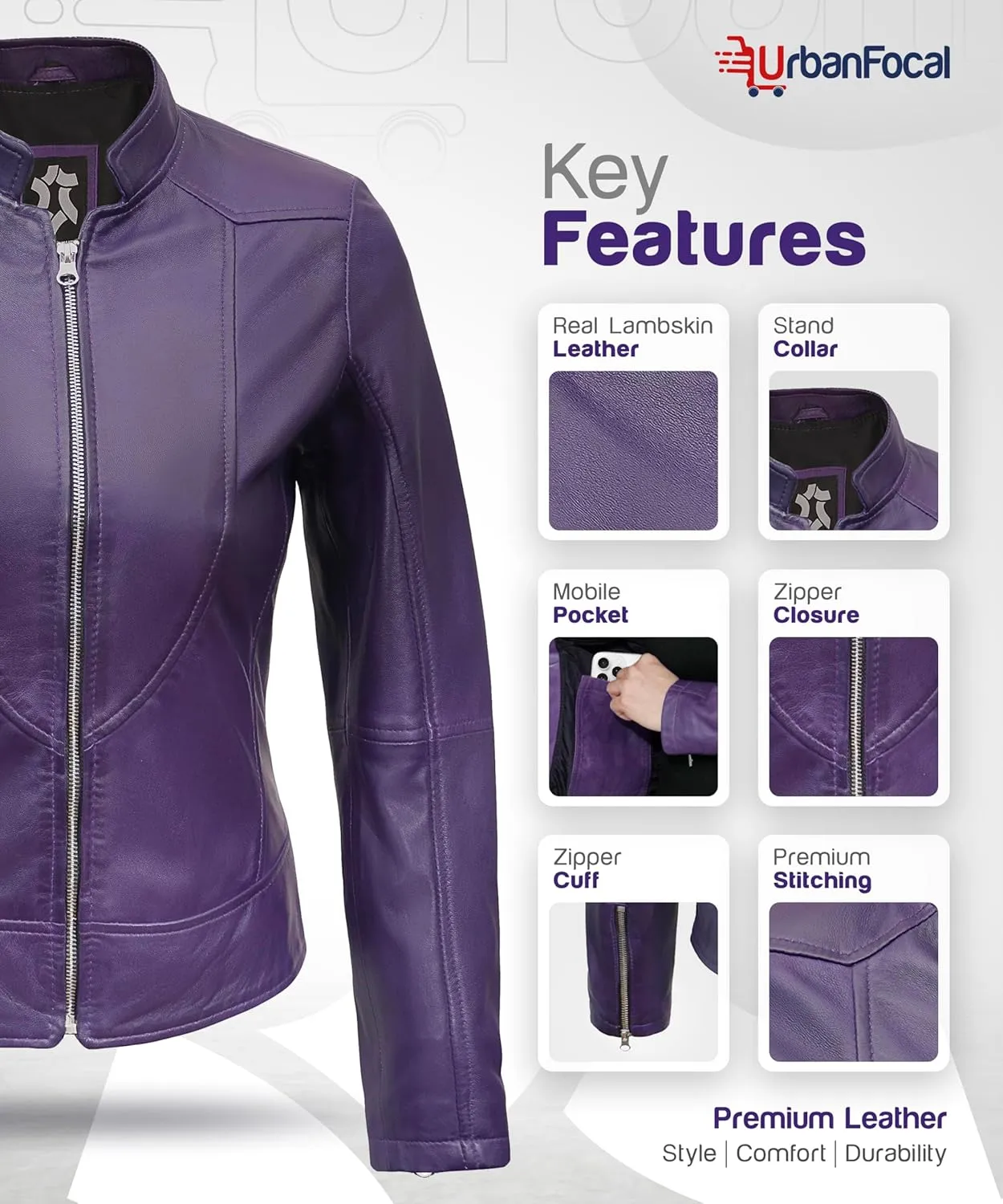 Womens Leather Jackets - Real Lambskin Stylish Motorcycle Leather Coat Women